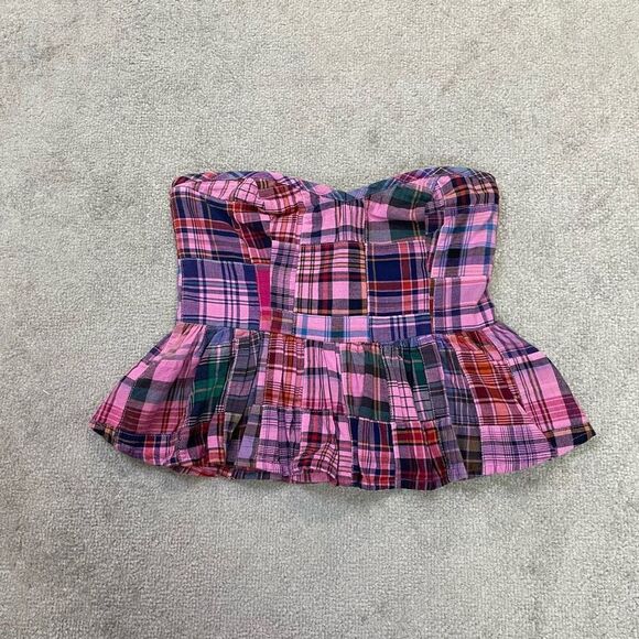 Free People Womens Sweetheart Neck Madeira Corset Peplum Top Pink Combo XS NWT - Picture 1 of 5